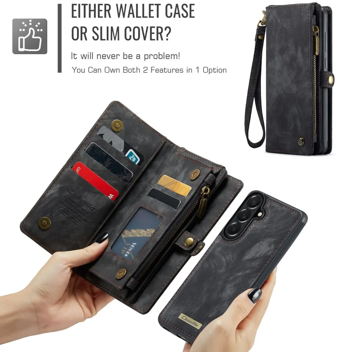 Caseme 008 Hoesje Samsung Galaxy A57 - 2-in-1 Book Case - 8 Pasjes - Zwart