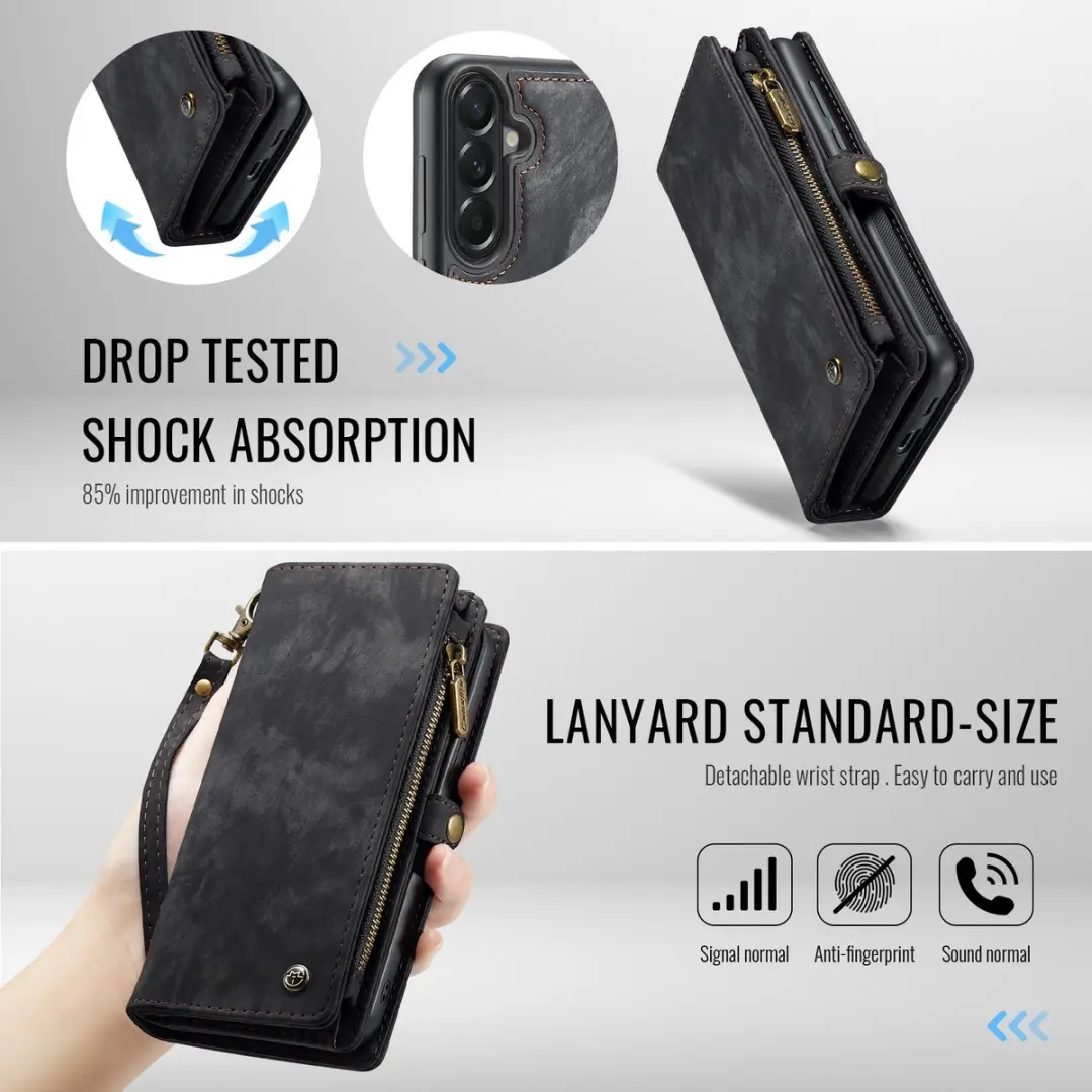 Caseme 008 Hoesje Samsung Galaxy A57 - 2-in-1 Book Case - 8 Pasjes - Zwart