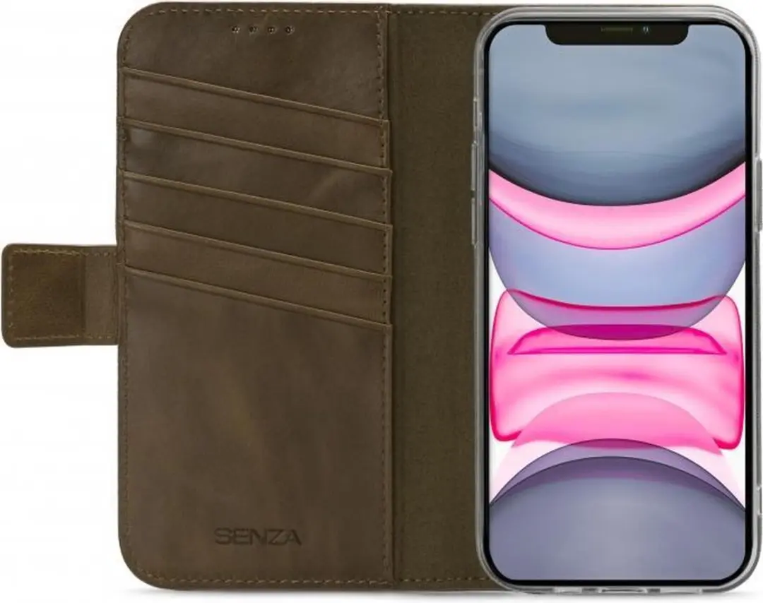 Senza Desire Bookcase Hoesje WALCS1083 - iPhone 11 Pro - 5 Pasjes - Burned Olive