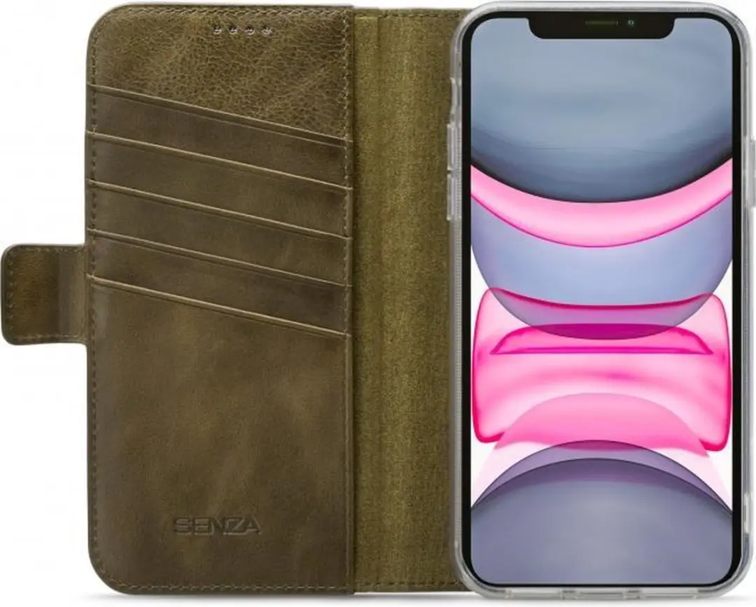 Senza Desire Bookcase Hoesje WALCS1083 - iPhone 11 Pro - 5 Pasjes - Burned Olive