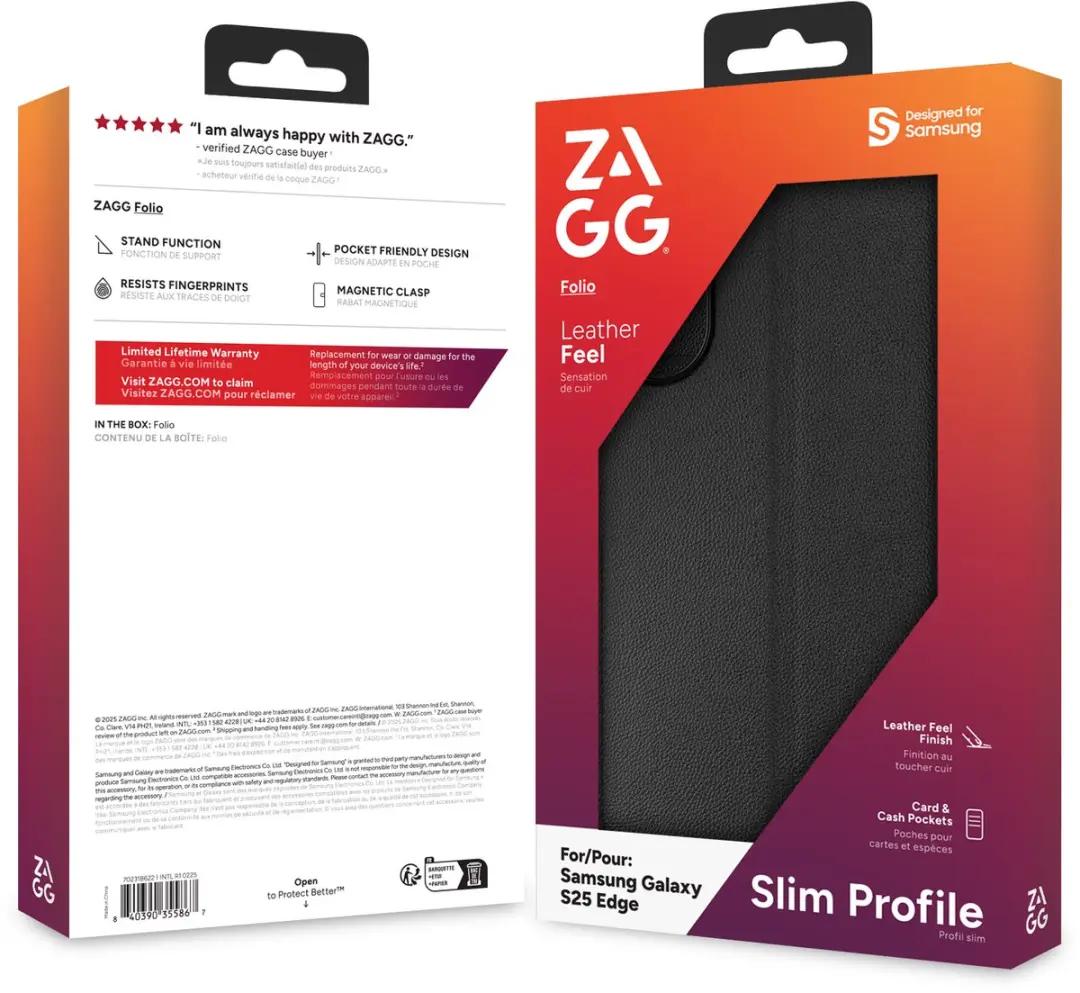 ZAGG Folio 702318622 Hoesje Samsung Galaxy S25 Edge - 3 Pasjes - Zwart