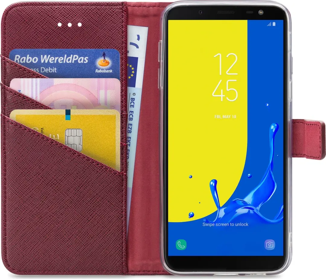 My Style MSFWLT1053 Telefoonhoesje Samsung Galaxy J6 - 3 Pasjes Bordeaux