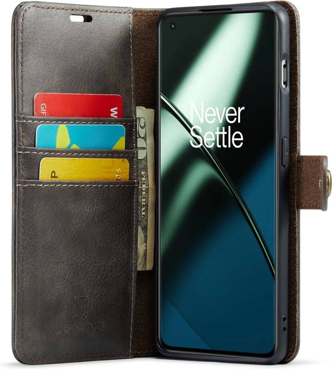 DG.MING OnePlus 11 Hoesje 2-in-1 Book Case Grijs - 3 Pasjes
