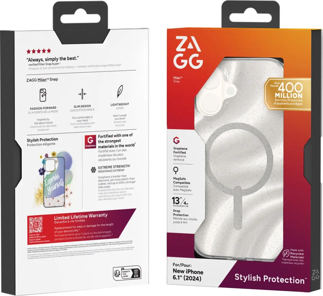 ZAGG Milan Snap Mag iPhone 16 Hoesje - Swirl Glitter - 702315118