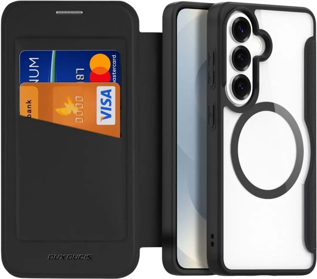 Dux Ducis Skin X Pro Hoesje Samsung Galaxy S26 Plus - MagSafe/Qi2 - 2 Pasjes - Transparant Zwart
