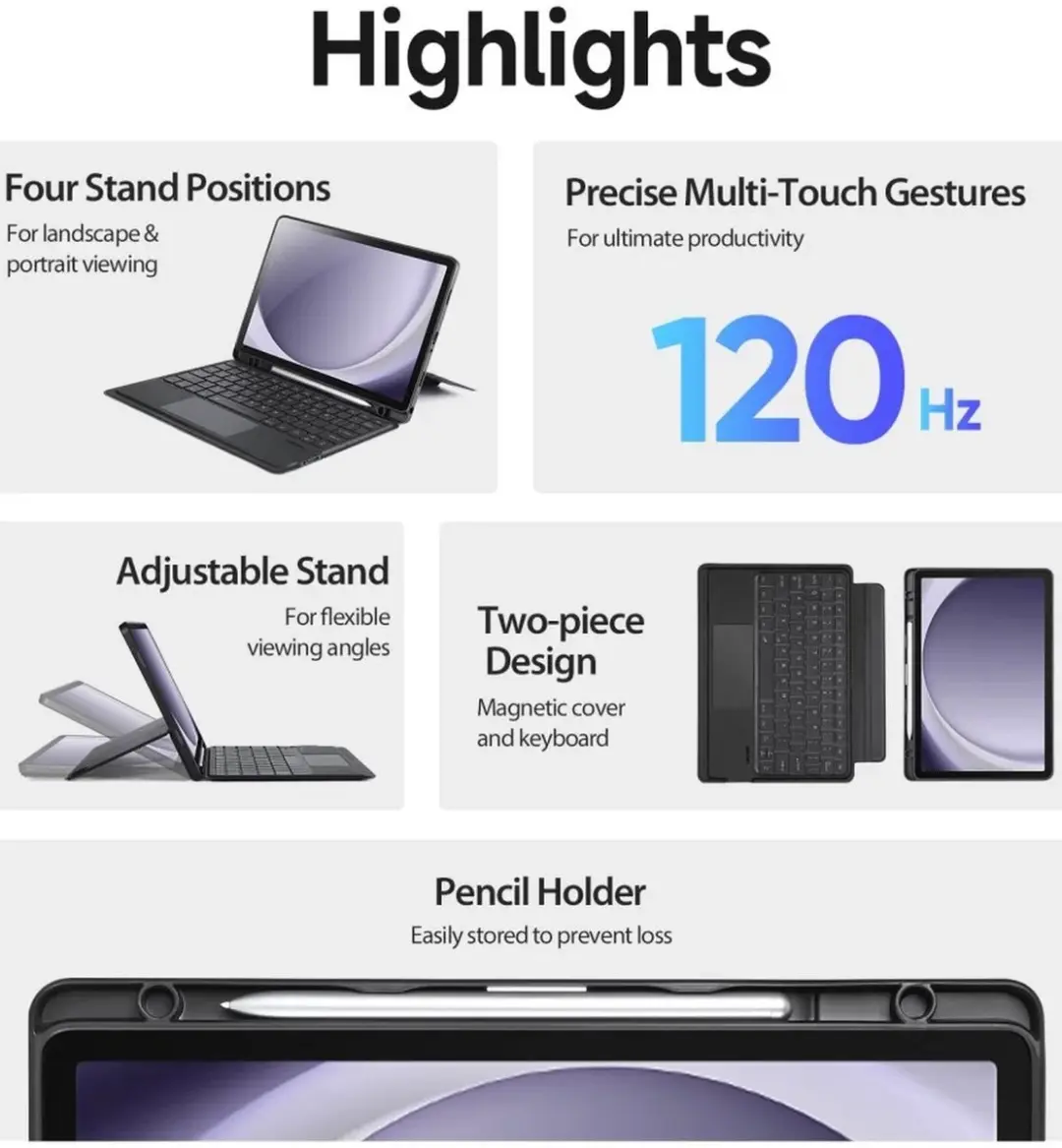 Dux Ducis Bluetooth Toetsenbord - Samsung Galaxy Tab A9 Plus - 11" - Zwart