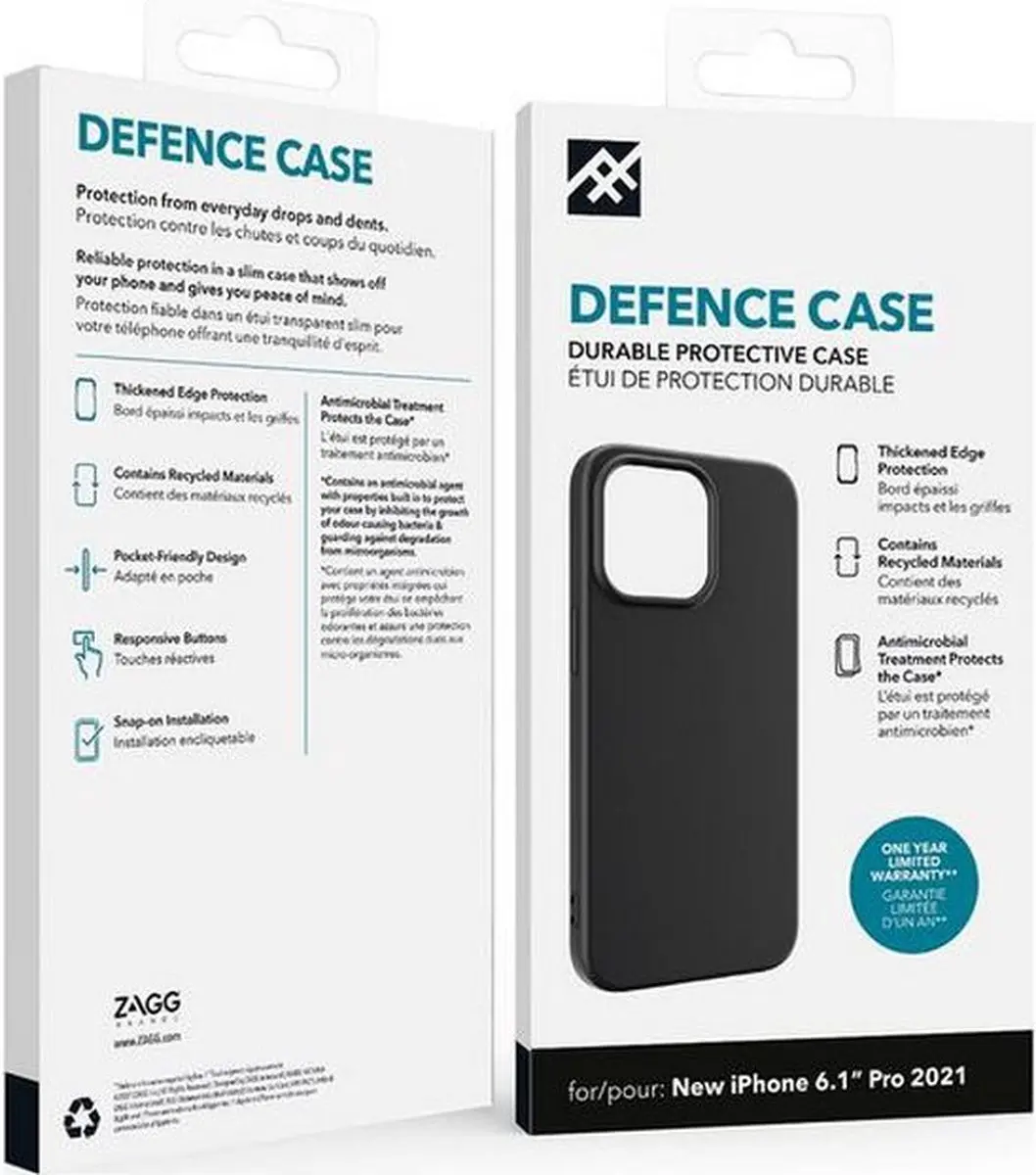 ZAGG Defence Back Cover iPhone 13 Pro 302008575 - Zwart