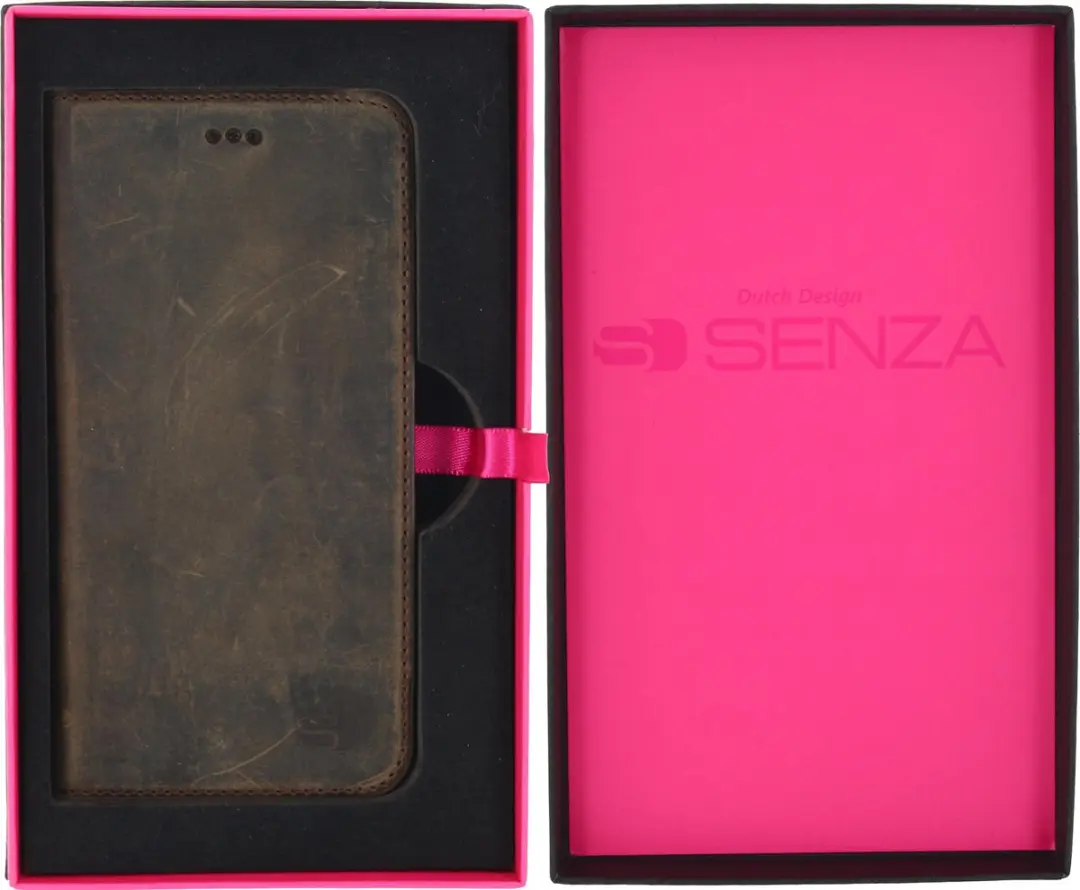 Senza iPhone 6/6s Book Case Raw Series BKLCS1012 - Donker Bruin - afbeelding 6 van 6