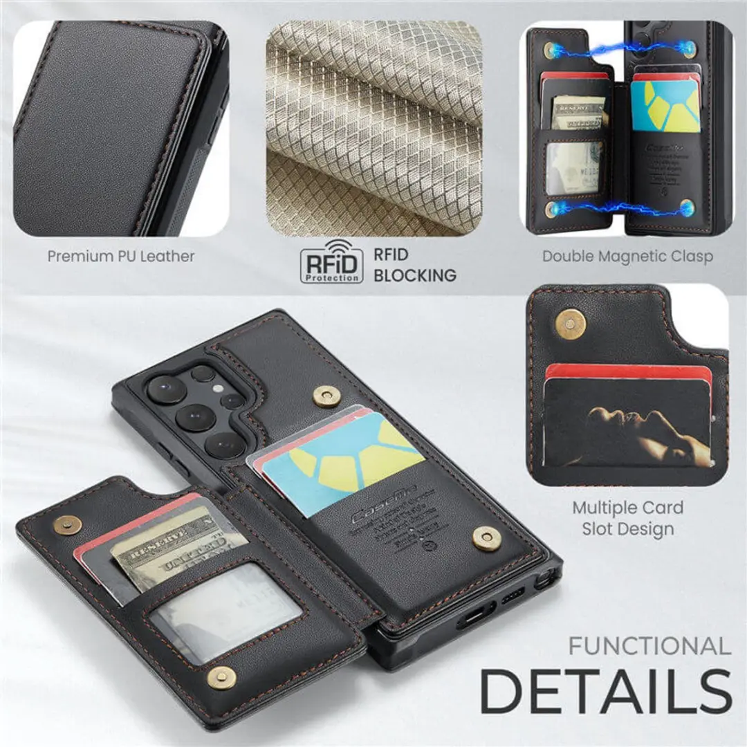 Caseme Portemonnee Backcover Anti-RFID Galaxy S25 Ultra - 5 Pasjes - Zwart