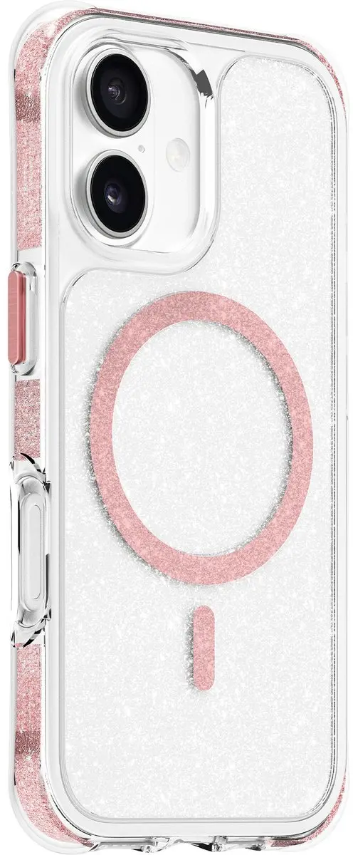 Laut Aero Sparkle iPhone 17 Hoes - Crystal Clear Roze - MagSafe - 6m Valbeveiliging