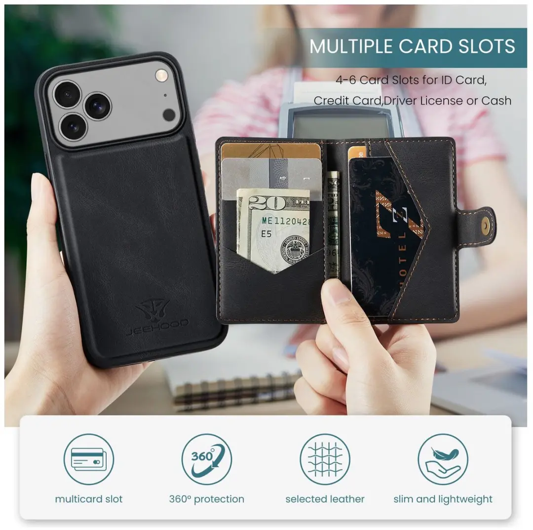 Caseme JH-01 Hoesje iPhone 17 Pro Max - 10 Pasjes - Zwart