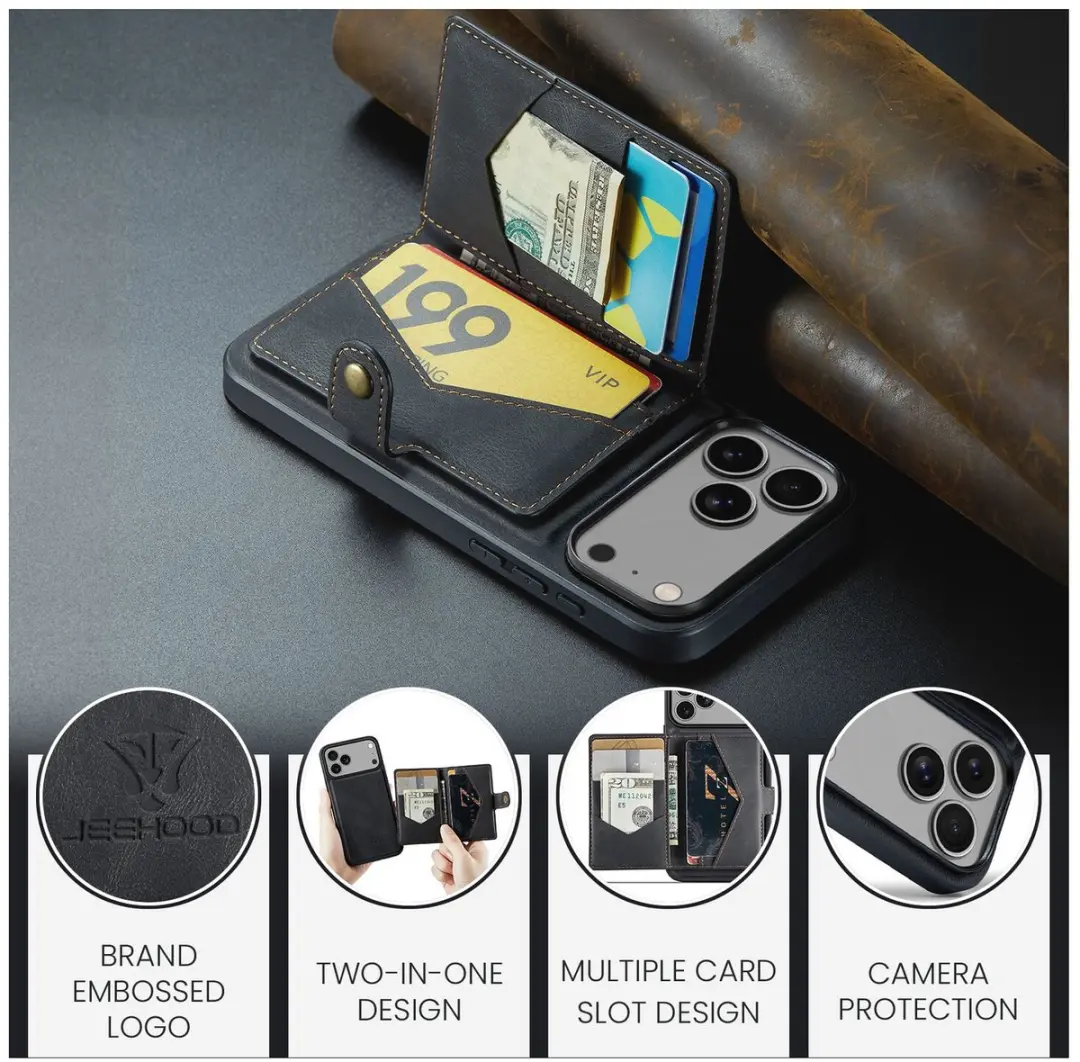 Caseme JH-01 Hoesje iPhone 17 Pro Max - 10 Pasjes - Zwart