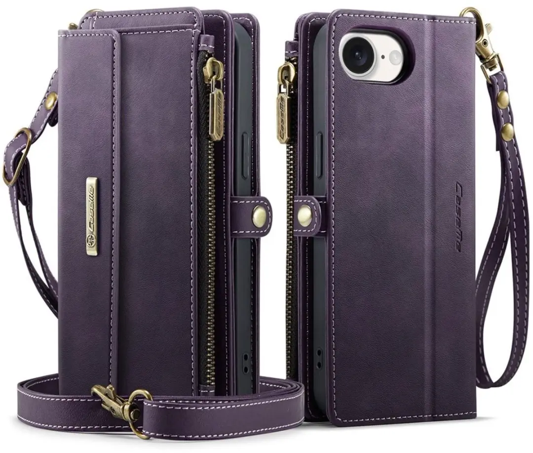 Caseme iPhone 16e Hoesje Portemonnee - 9 Pasjes - Paars