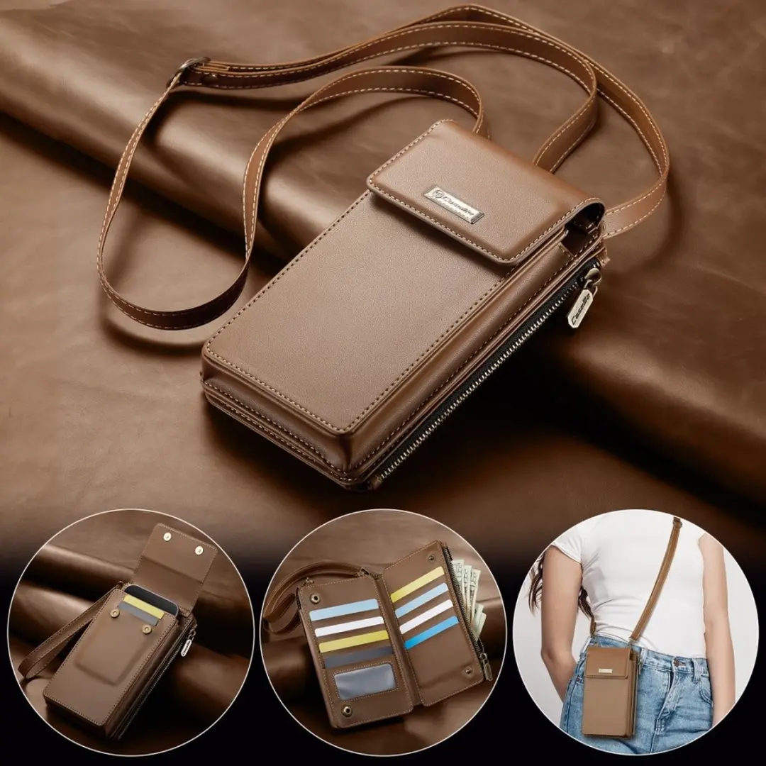 Caseme Me50 Crossbody Telefoontasje - 10 Pasjes - Bruin - afbeelding 6 van 6
