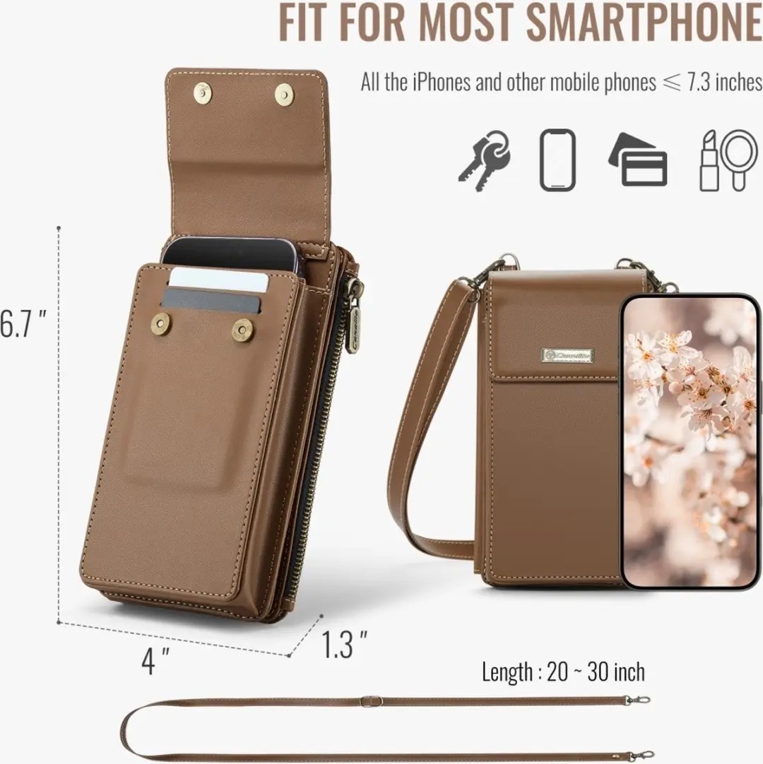 Caseme Me50 Crossbody Telefoontasje - 10 Pasjes - Bruin