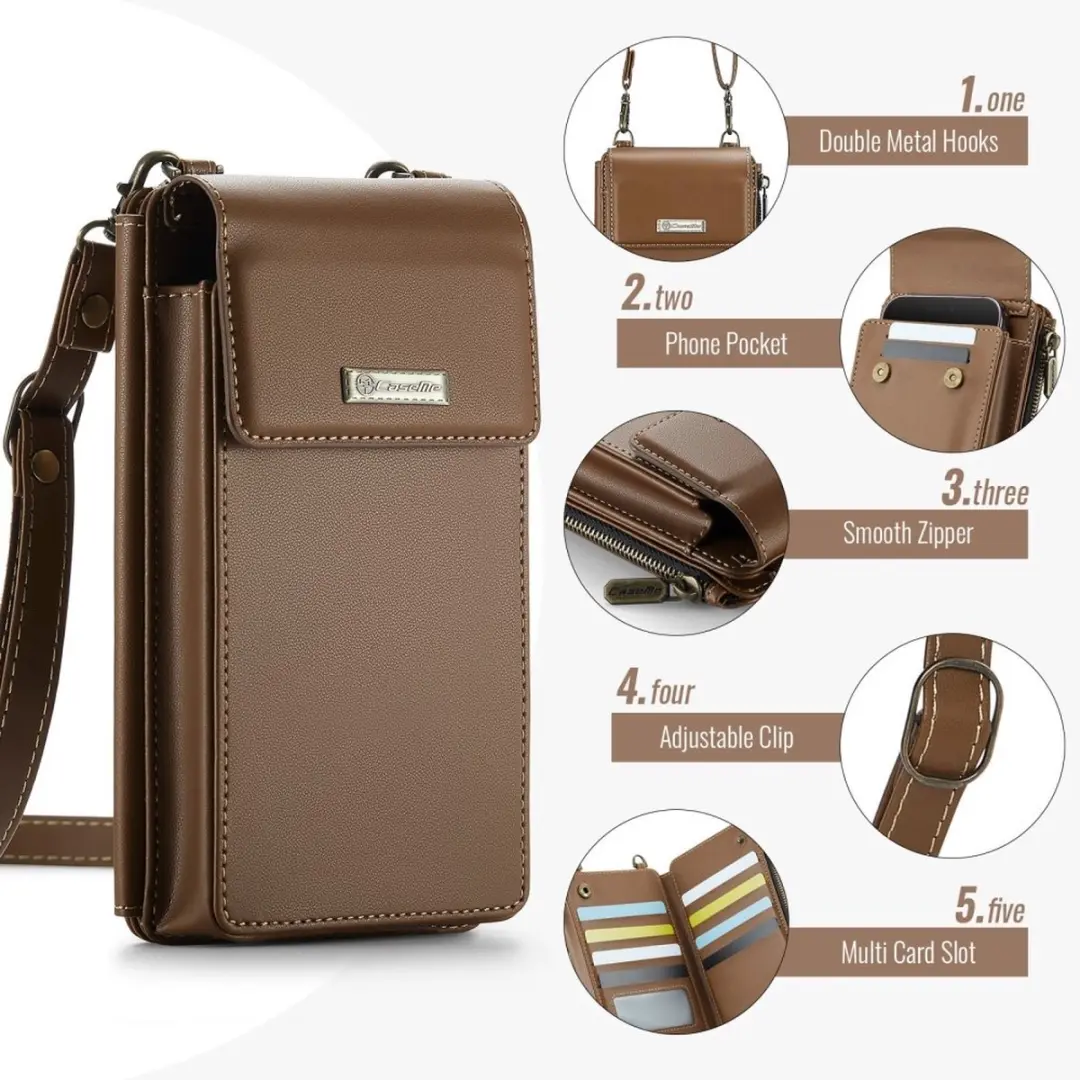 Caseme Me50 Crossbody Telefoontasje - 10 Pasjes - Bruin
