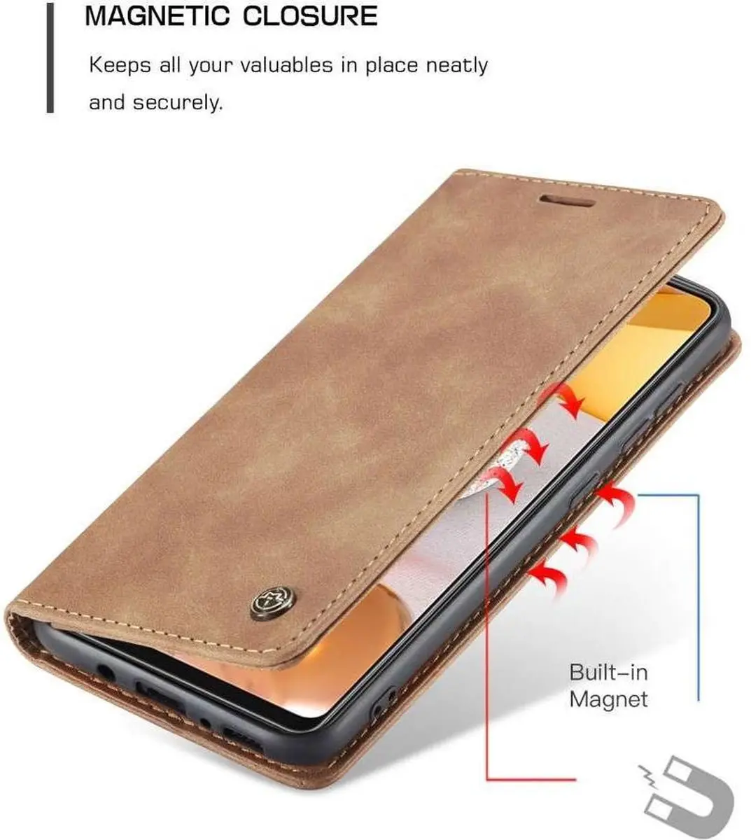 Caseme Telefoonhoes Samsung Galaxy S21 Ultra Retro Wallet - 3 Pasjes - Bruin