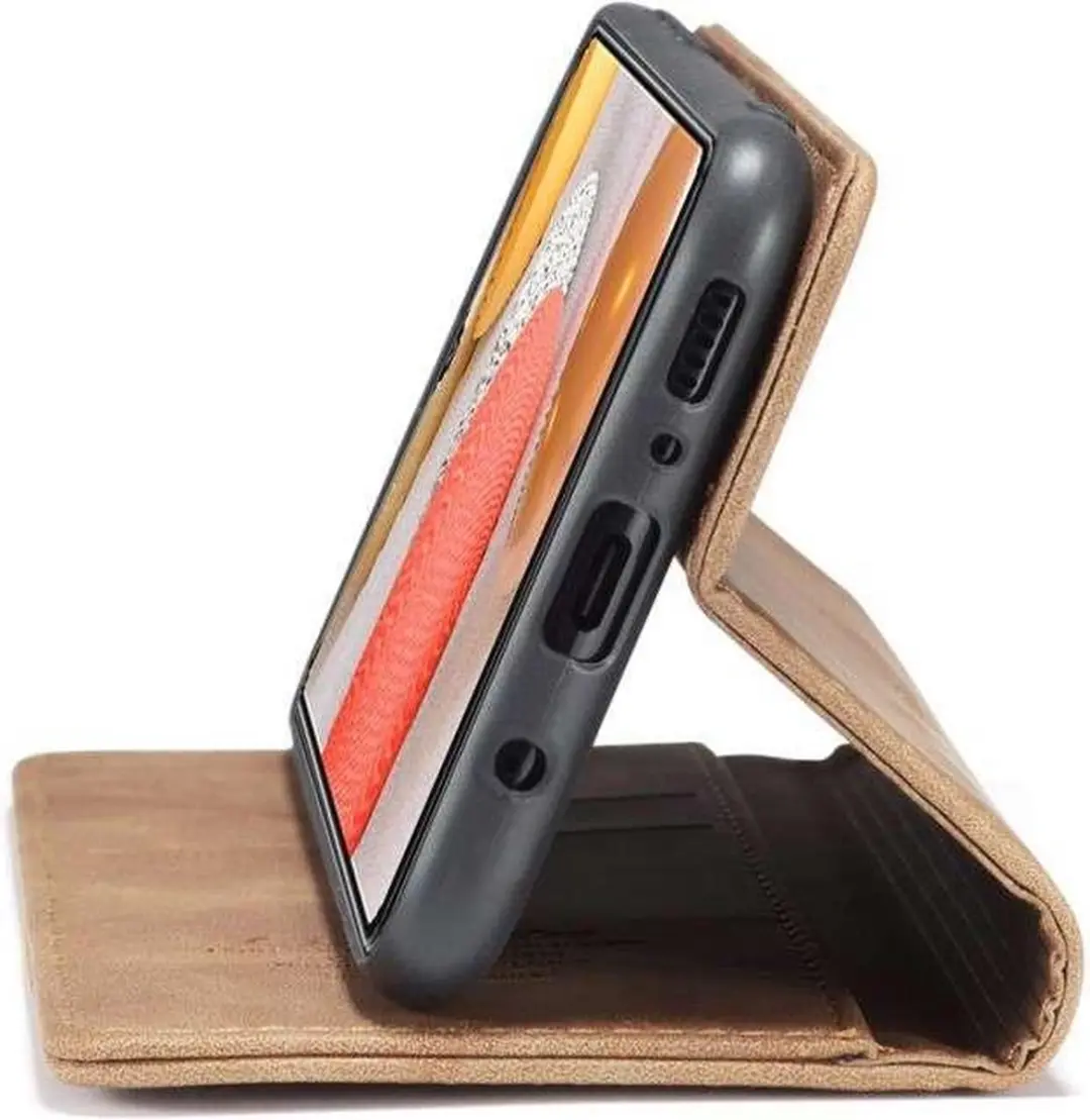 Caseme Telefoonhoes Samsung Galaxy S21 Ultra Retro Wallet - 3 Pasjes - Bruin