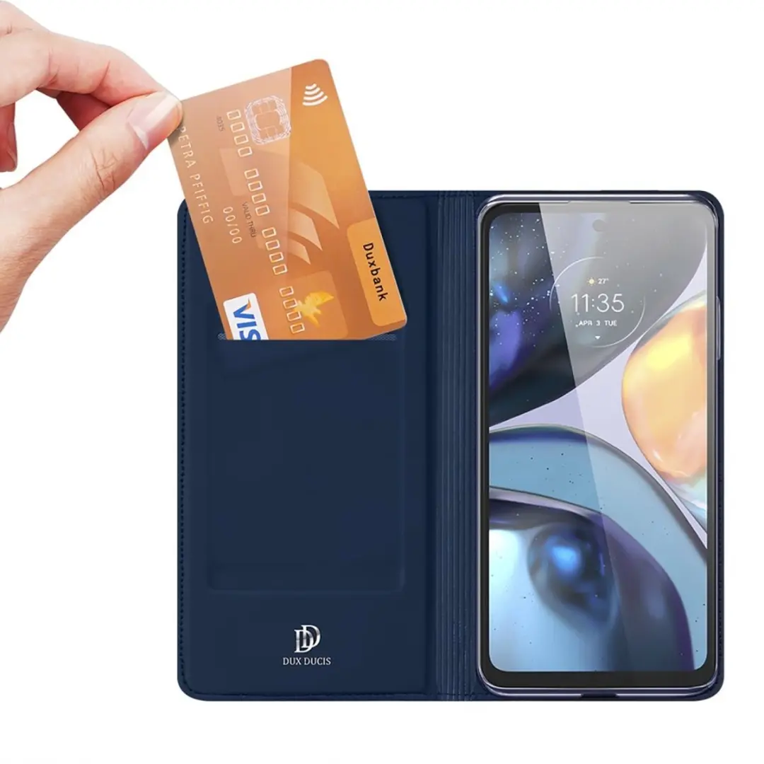 Dux Ducis Slim Bookcase Hoes - Motorola Moto G200 - Blauw