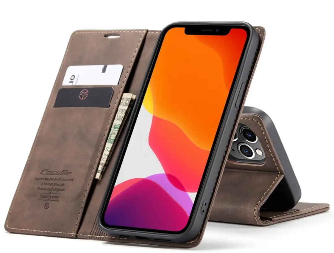 CaseMe 013 Book Case iPhone 12 Pro Max Hoesje - Donkerbruin - afbeelding 6 van 6