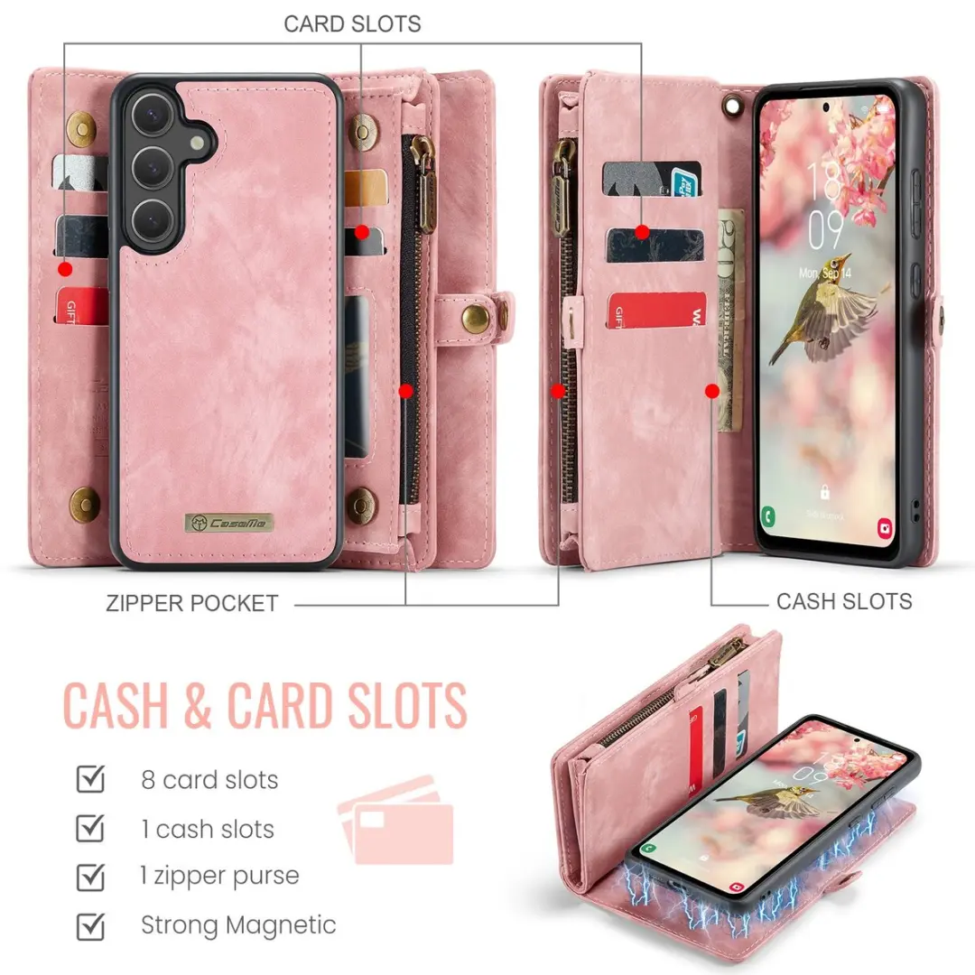 Caseme 008 Book Case & Back Cover - Samsung Galaxy S25 FE - Roze - 8 Pasjes