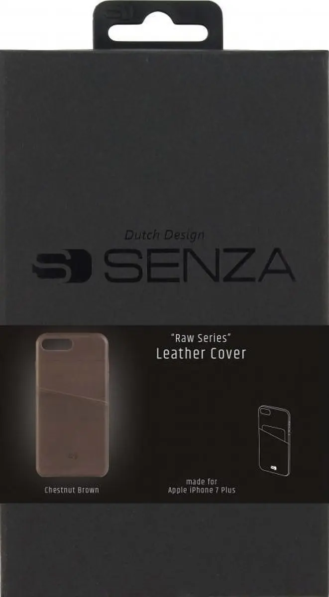 Senza Raw Leather Cover iPhone 8 Plus - Bruin - Card Slot - afbeelding 6 van 6