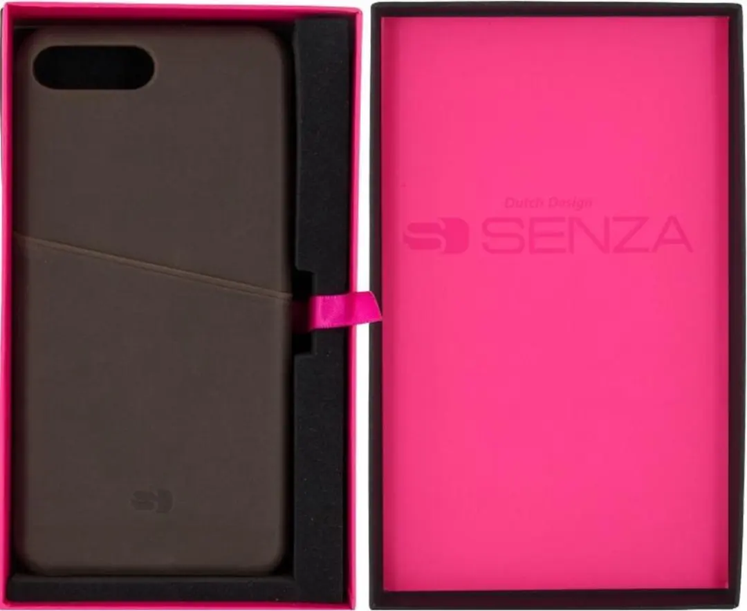 Senza Raw Leather Cover iPhone 8 Plus - Bruin - Card Slot