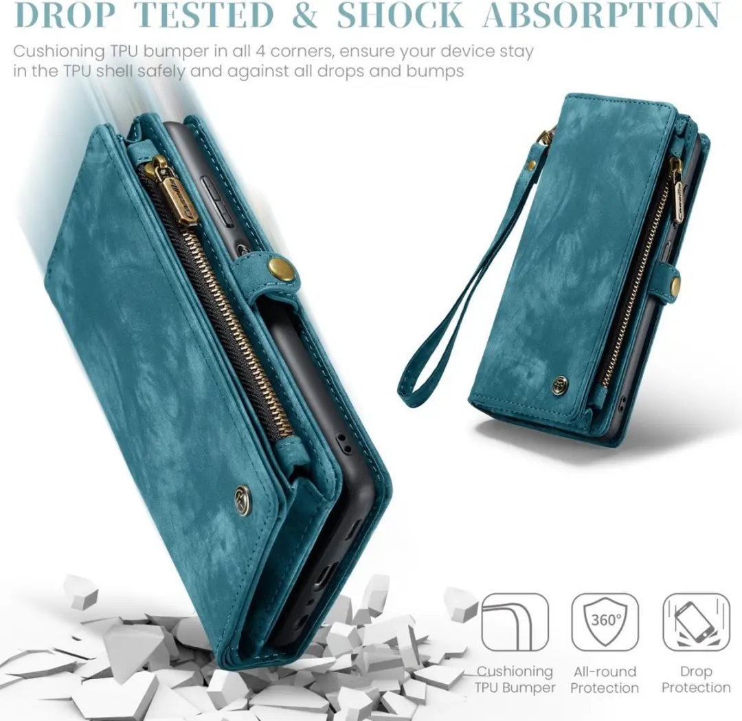Caseme 008 Hoesje Samsung Galaxy A15 - Blauw - 8 Pasjes