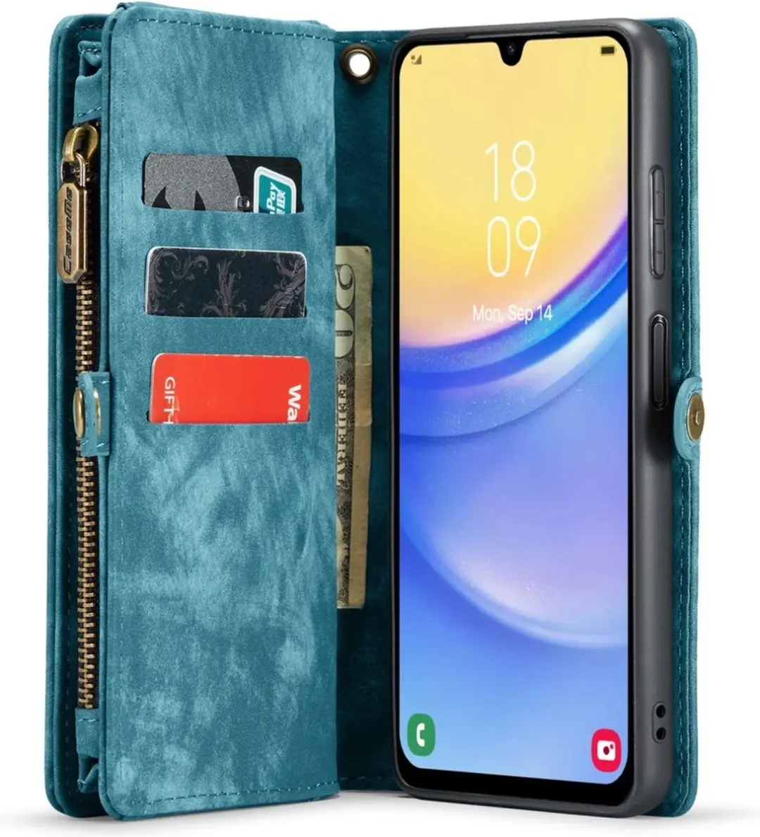 Caseme 008 Hoesje Samsung Galaxy A15 - Blauw - 8 Pasjes