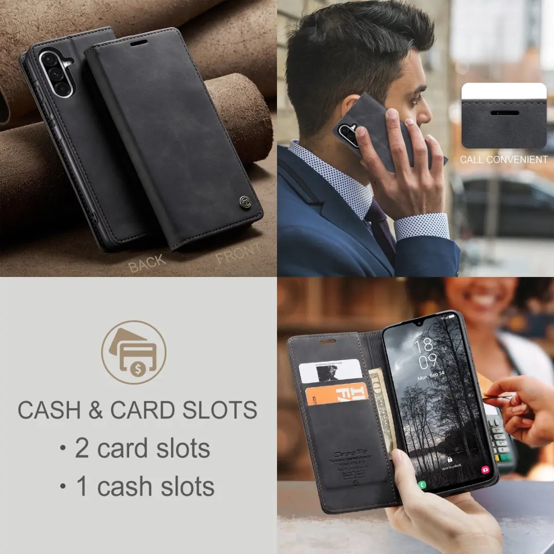 Caseme 013 Book Case Hoesje Samsung Galaxy A17 - 2 Pasjes - Zwart