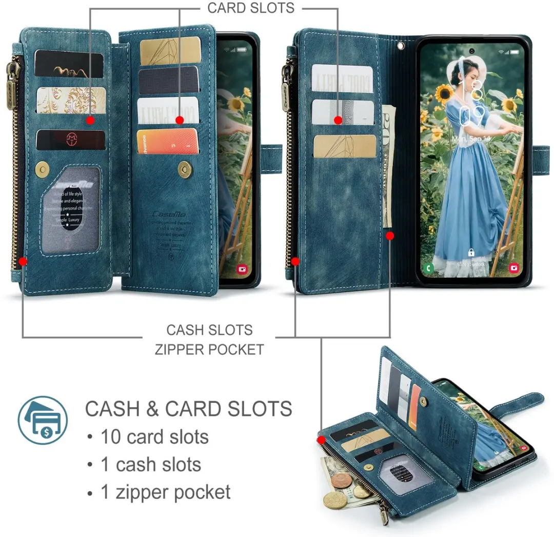 Caseme C30 Book Case Hoesje Samsung Galaxy S25 FE - Blauw