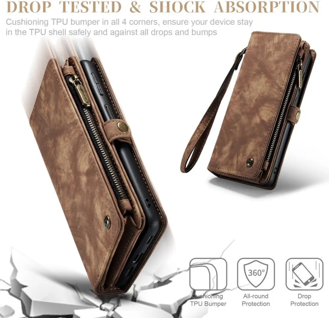 Caseme 008 Hoesje Samsung Galaxy A34 - 2-in-1 Book Case - 8 Pasjes - Bruin