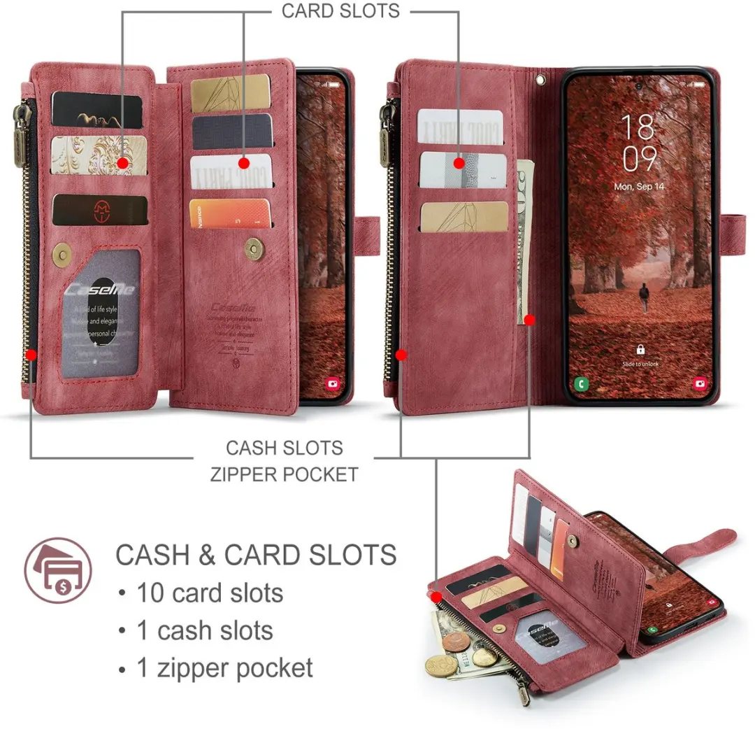 CaseMe C30 Book Case Hoesje Samsung Galaxy S26 Plus - Rood