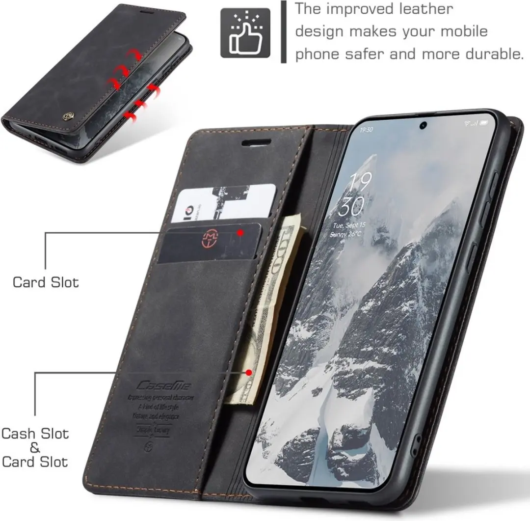 Caseme Hoesje OnePlus 13 Book Case - 2 Pasjes - Zwart