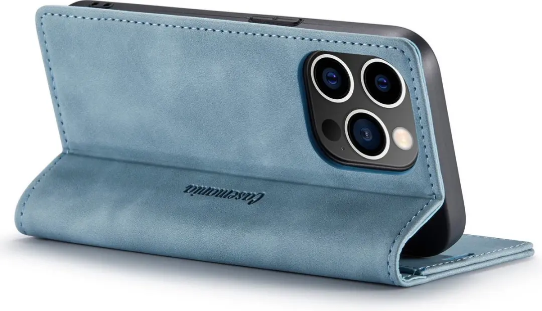 Caseme iPhone 14 Pro Max Bookcase Hoesje - Aquablauw - 3 Pasjes