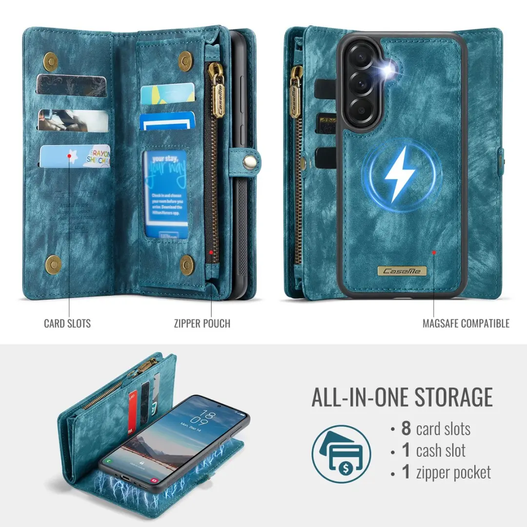Caseme 008 Hoesje Samsung Galaxy A37 - Blauw - 8 Pasjes
