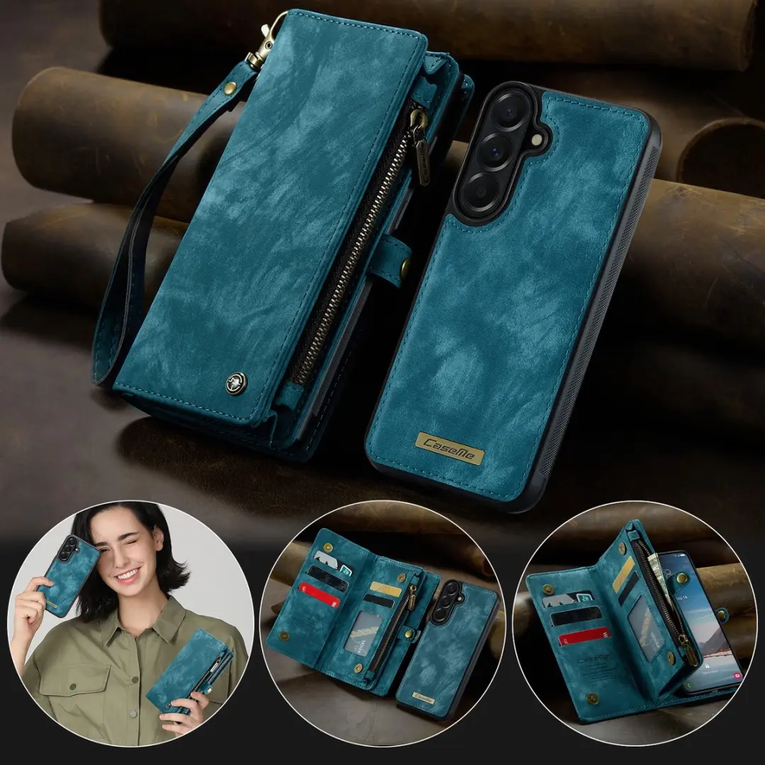 Caseme 008 Hoesje Samsung Galaxy A37 - Blauw - 8 Pasjes