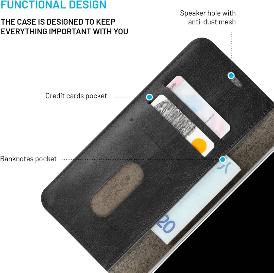 Fixed Opus Flip Cover FIXOP3-1600-BK iPhone 17 - Lederlook - 3 Kaarthouder - Zwart