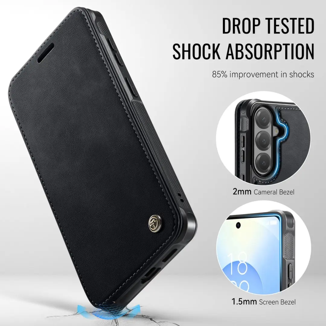 Caseme Hoesje Samsung Galaxy S23 Ultra 053 Slim Book Case - 3 Pasjes - Zwart