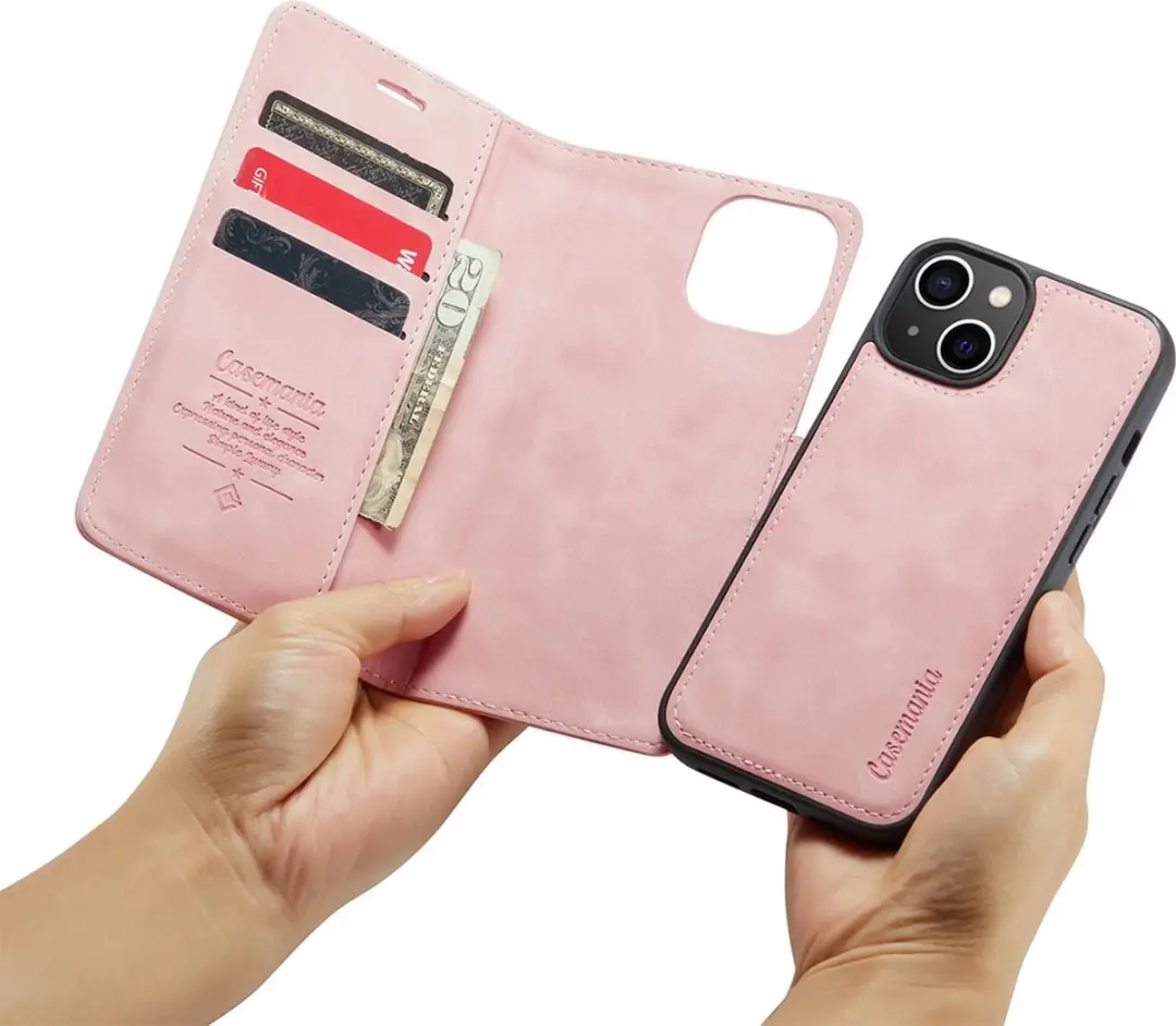 Caseme iPhone 14 Plus Bookcase Hoesje - Roze - 4 Pasjes