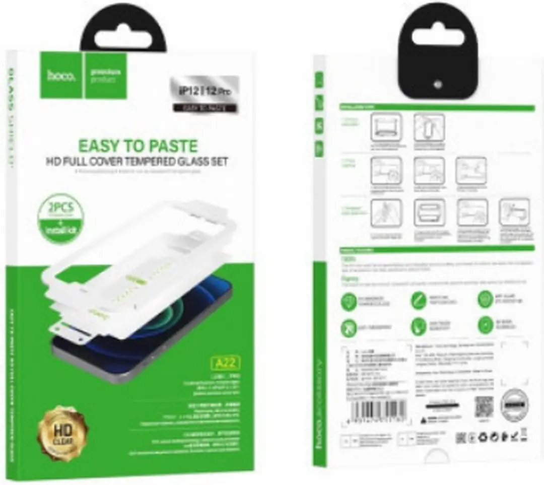 Hoco Glasfolie iPhone 12/12 Pro 9H - 2 Stuks