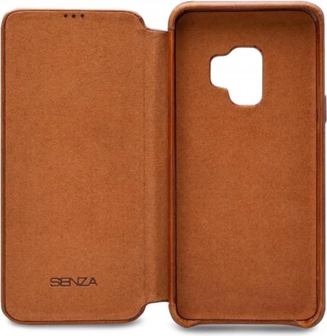 Senza Desire Skinny Bookcase WALCS1067 - Samsung Galaxy S9 Hoesje - Cognac