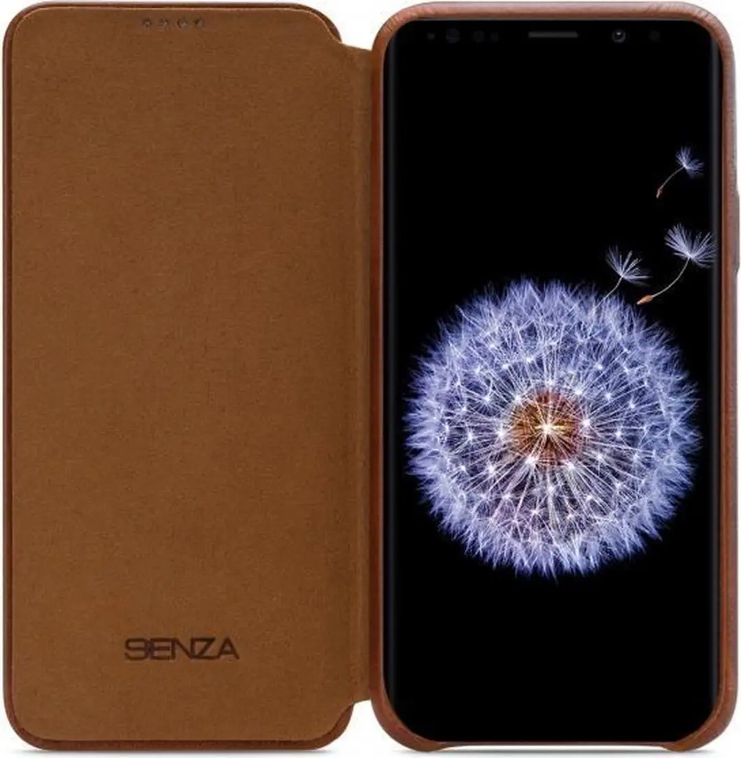 Senza Desire Skinny Bookcase WALCS1067 - Samsung Galaxy S9 Hoesje - Cognac