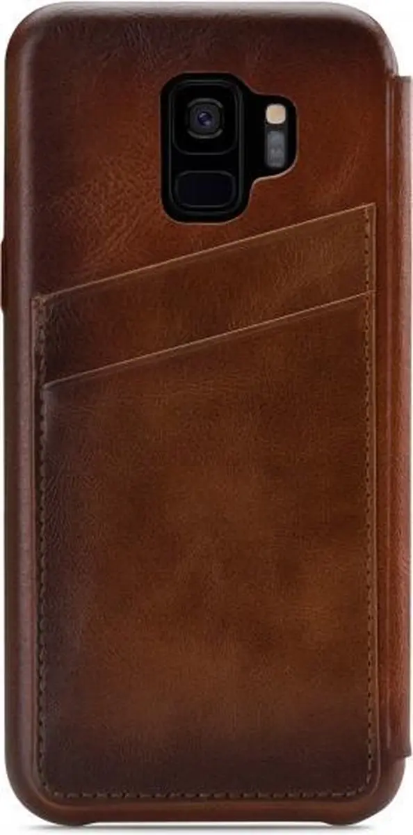 Senza Desire Skinny Bookcase WALCS1067 - Samsung Galaxy S9 Hoesje - Cognac