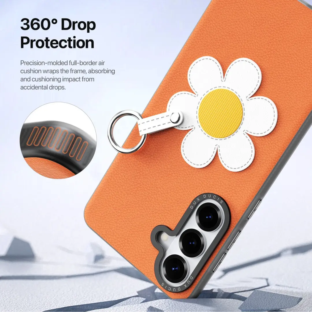 Dux Ducis Luvy PU-leer Backcover Samsung Galaxy S26 Ultra - Madeliefje/Oranje