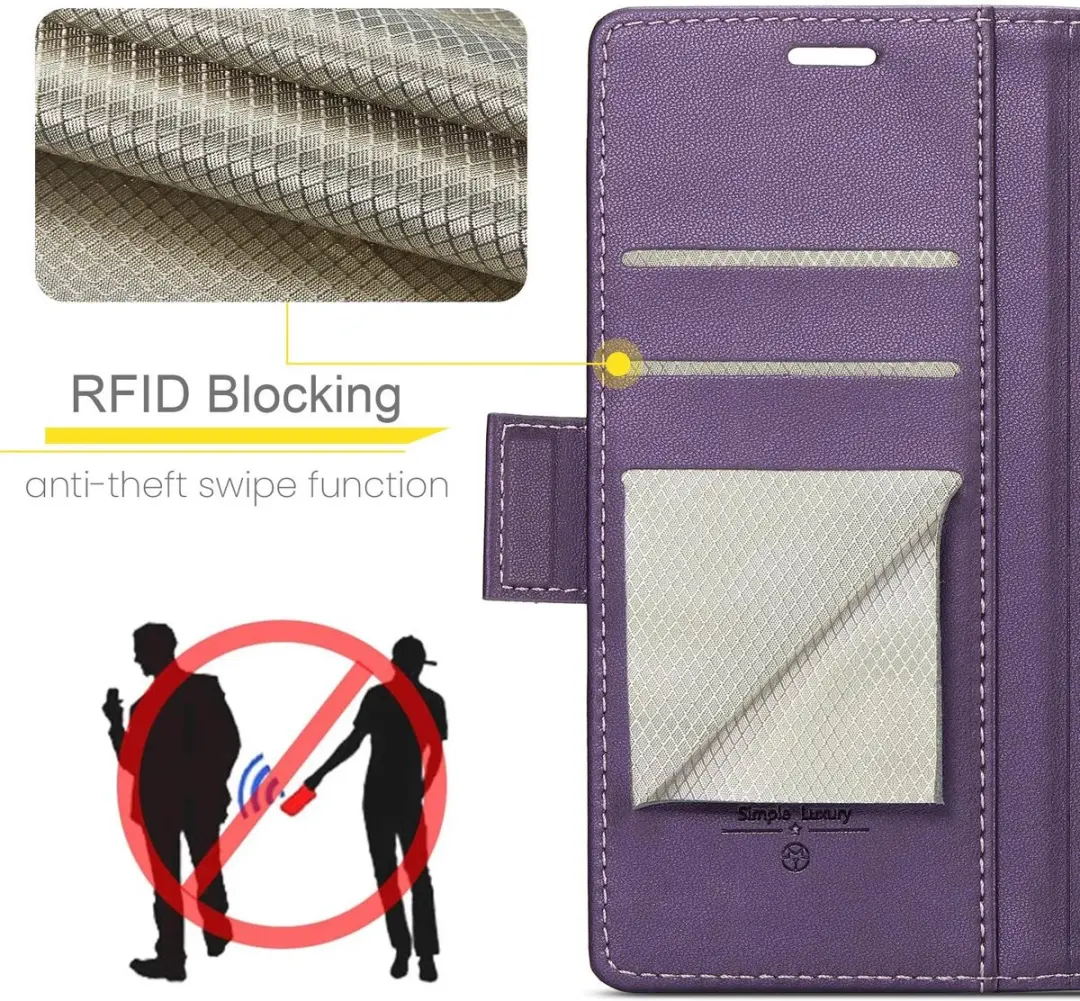 Caseme Litchi Texture Book Wallet Case Oppo Reno13 Pro - 3 Pasjes - Paars