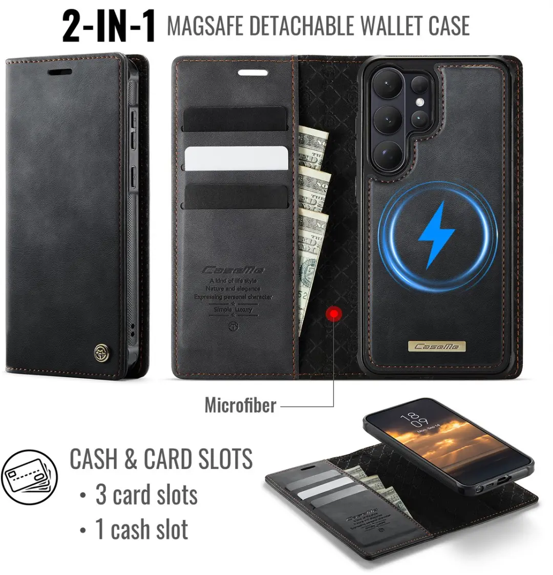 Caseme Luxe 2-in-1 Portemonneehoes Backcover Galaxy S26 Ultra - Zwart