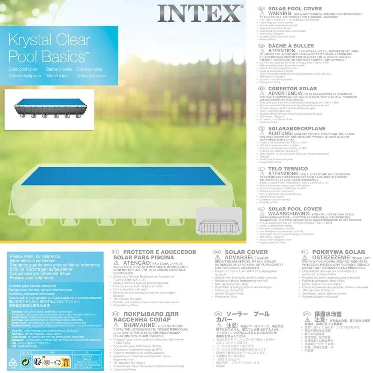 Intex Solar Zwembad Afdekzeil 732x366cm - Blauw - afbeelding 6 van 6