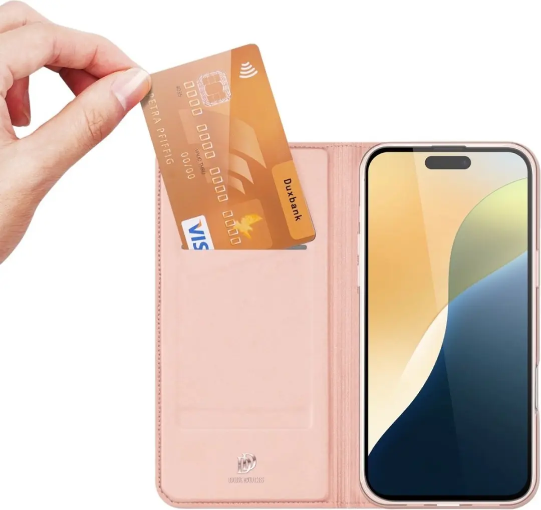 Dux Ducis iPhone 16 Plus Hoesje Slim Bookcase - Roze