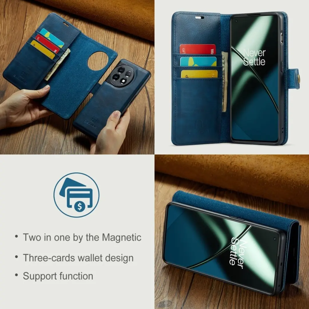 DG.MING Hoesje OnePlus 11 Blauw - 2-in-1 Book Case